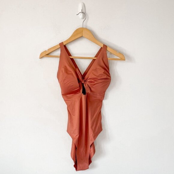 Knix Peak A Boo One Piece Swim Suit Rust Red Orange Sz S+ - Picture 3 of 9
